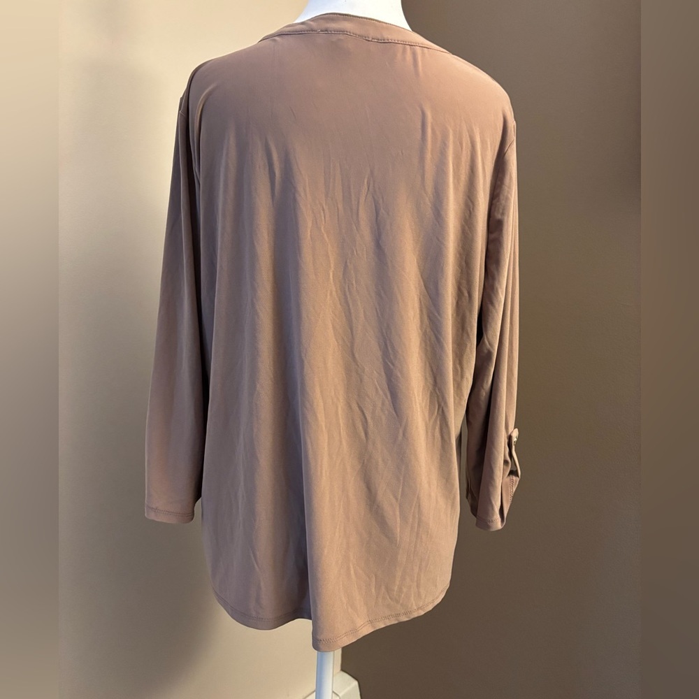 PerSeption Concept Beige Button Front Blouse XL |… - image 3